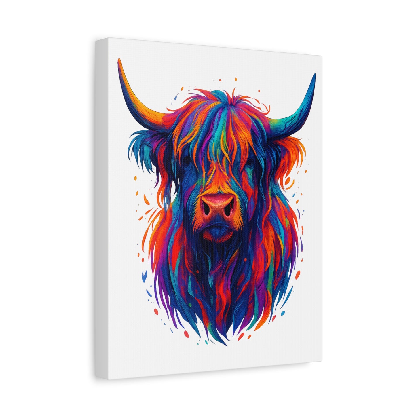 Colorful Highland Cow Canvas Print — Vibrant Animal Wall Art