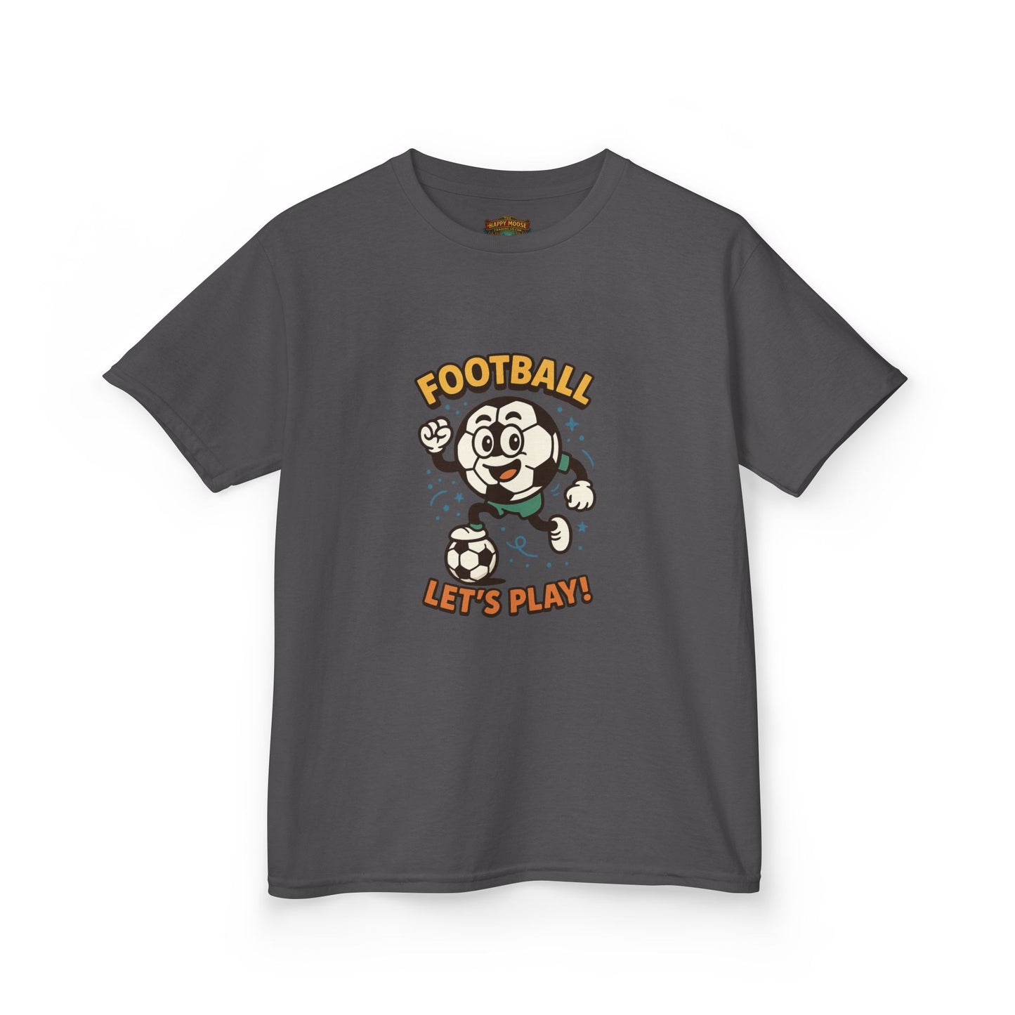 Kids Football Tee — "Football Let's Play" Retro Cartoon Soccer Shirt