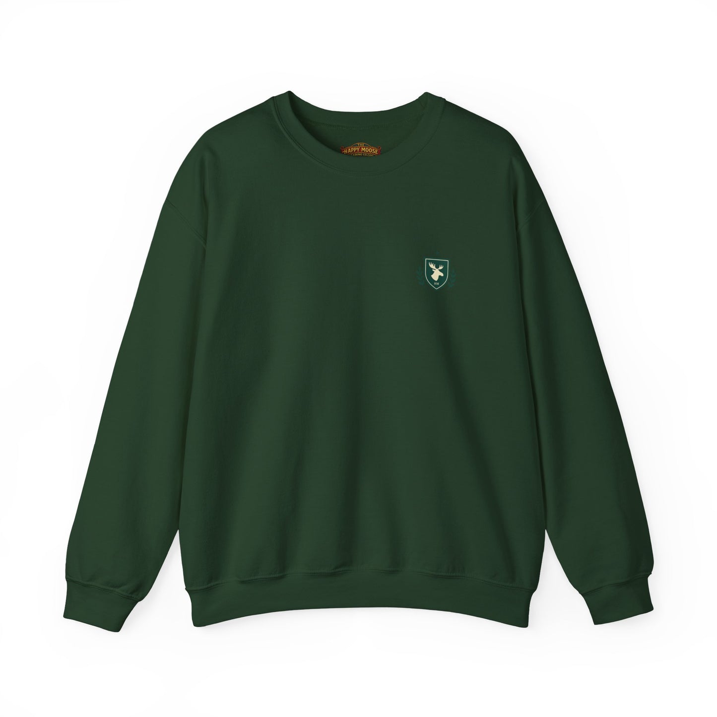Embroidered Crest Crewneck Sweatshirt — Minimal Vintage Shield Logo