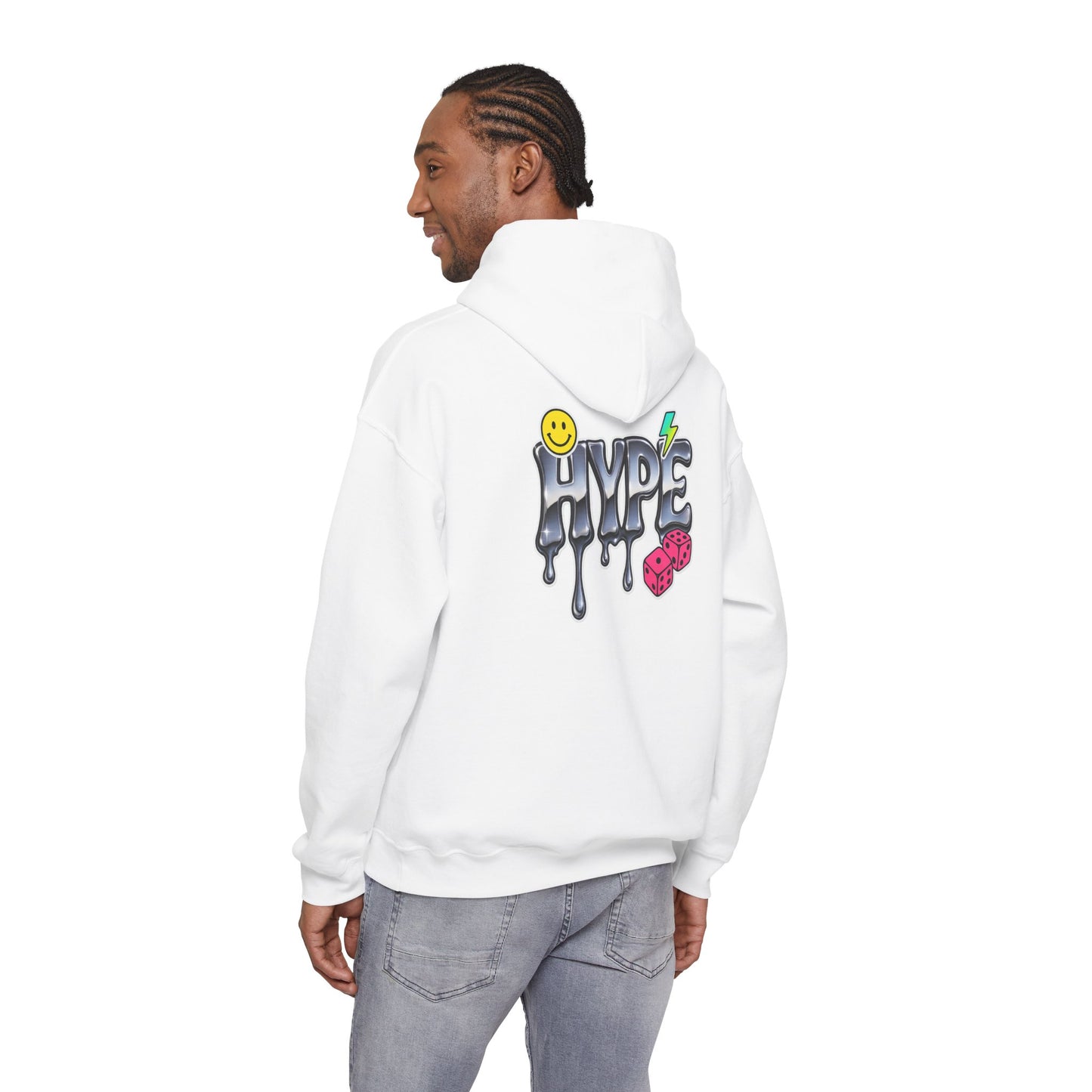 Hype Drip Hoodie — Graphic Streetwear Sweatshirt with Smiley & Dice