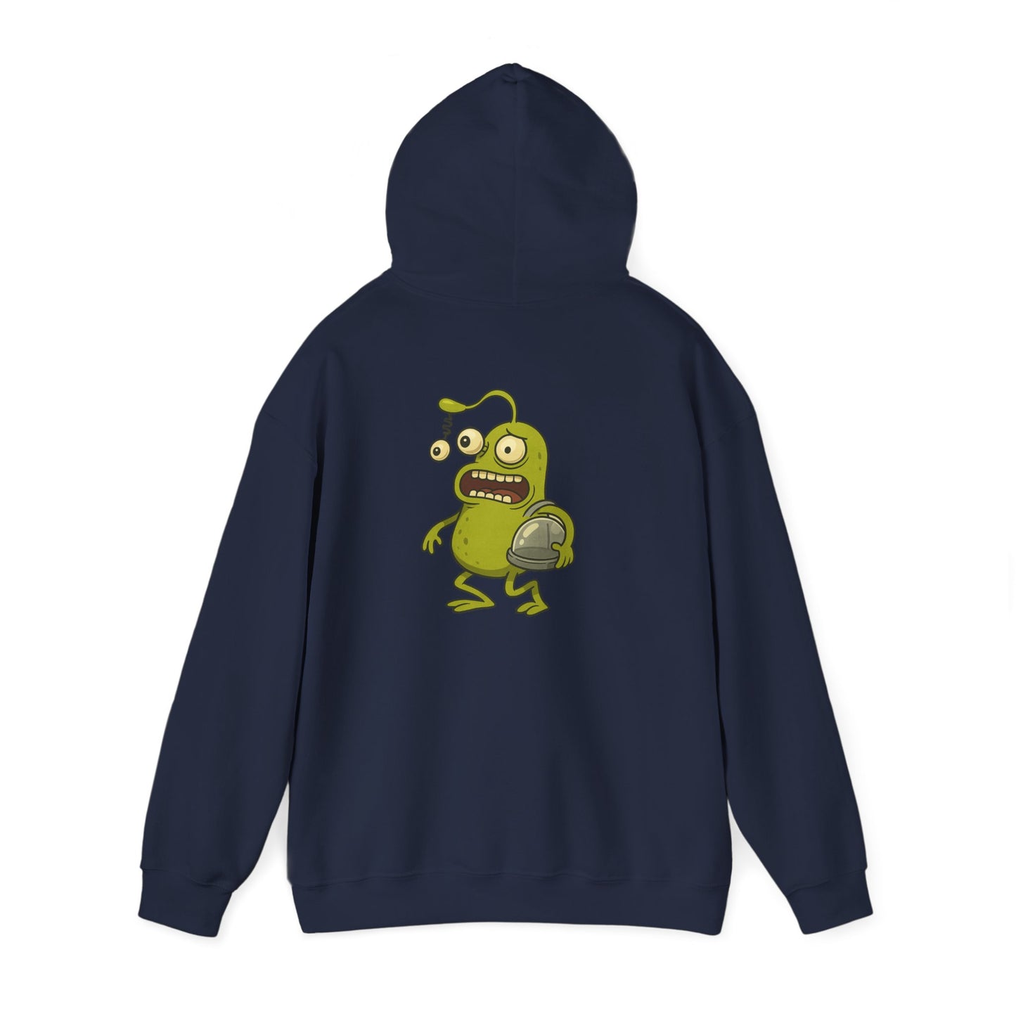 Alien Monster Hoodie — Cute Green Space Creature Graphic Hooded Sweatshirt