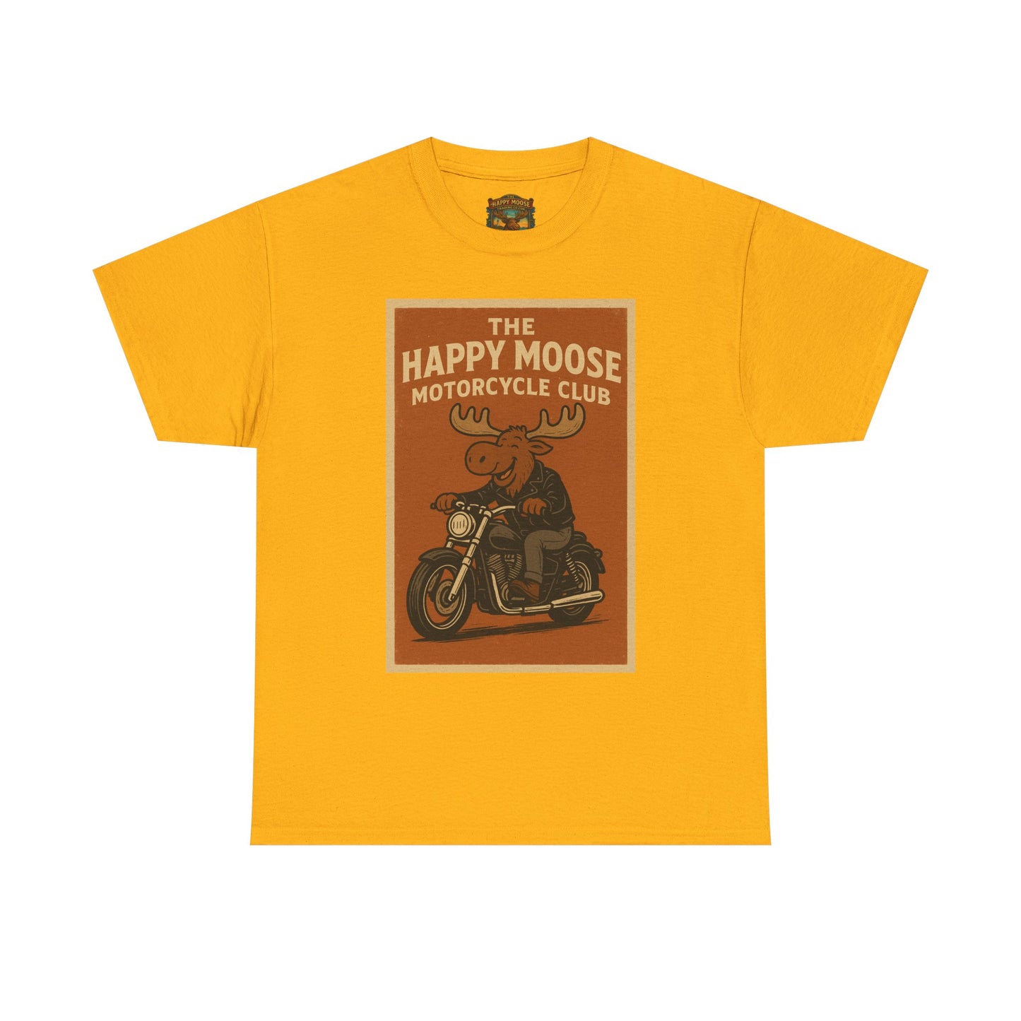 Happy Moose Motorcycle Club T-Shirt | Moose Biker Graphic