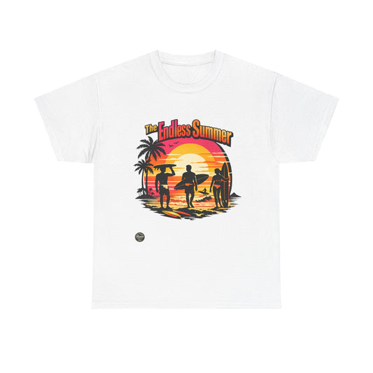 Endless Summer Beach T-Shirt — Retro Sunset Surf Silhouette Tee #ES002