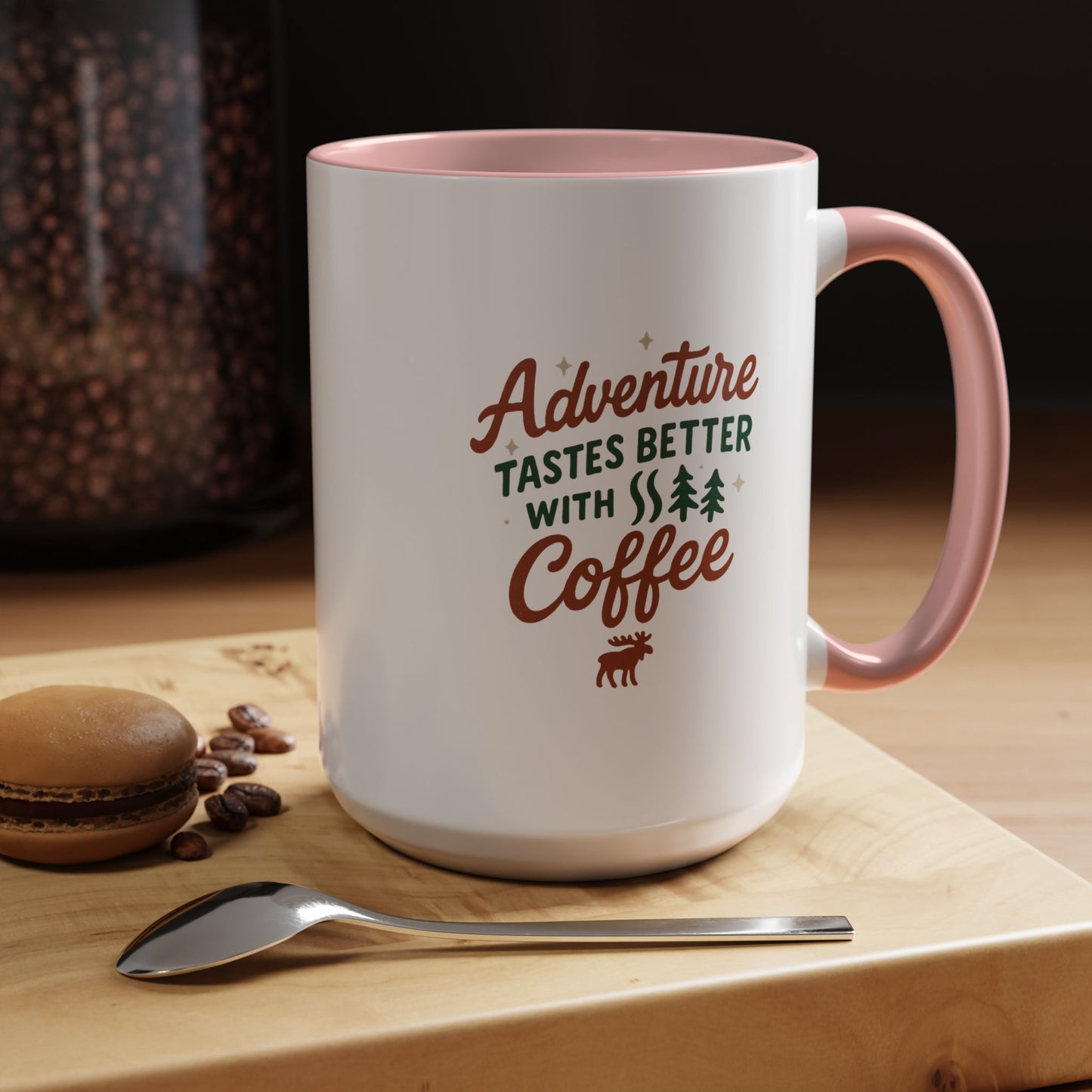 Adventure Tastes Better With Coffee Mug — "Adventure Tastes Better with Coffee" Rustic Outdoor Camper Gift (11/15oz)
