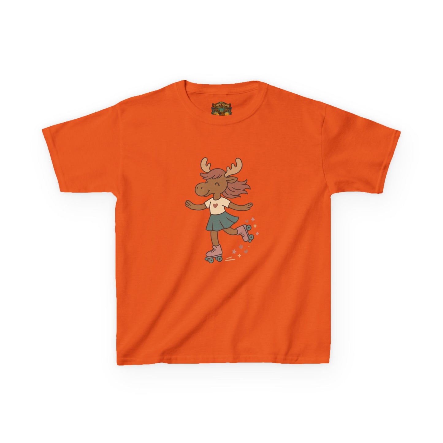 Kids Tee — Cute Roller-Skating Moose Girl Graphic
