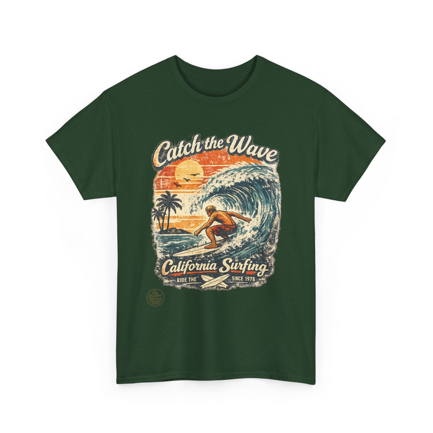 Catch the Wave California Surfing T-Shirt — Retro Beach Surf Tee