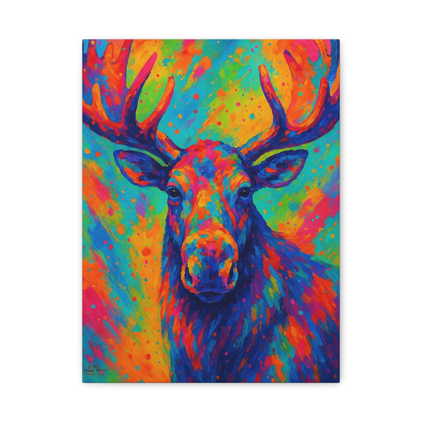 Colorful Moose Wall Art Canvas — Vibrant Wildlife Stretched Matte Canvas