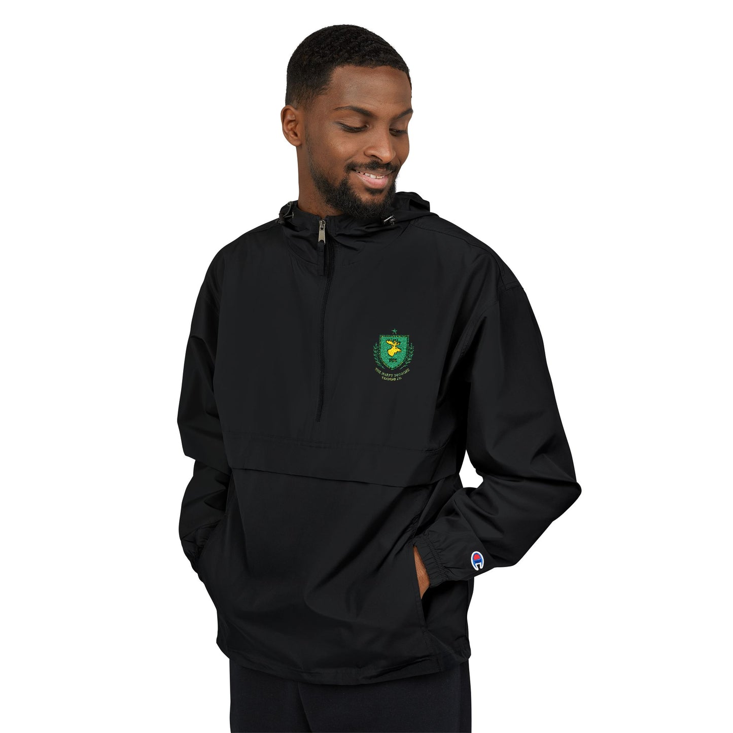 Yellow Packable Anorak Jacket — Small Green Crest Chest Logo