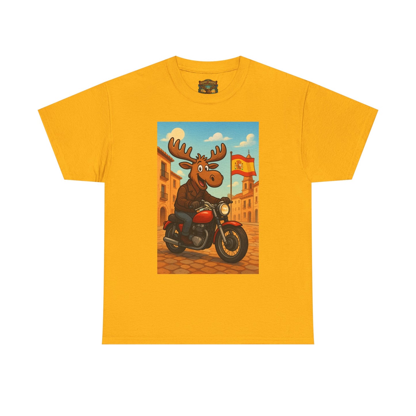 Happy Moose on a Motorcycle T-Shirt | Vintage Biker Animal Tee