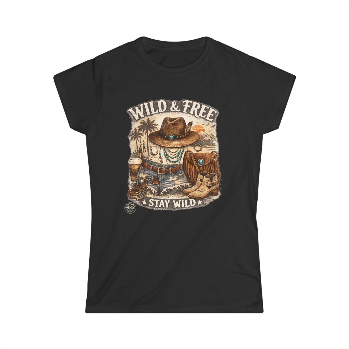 Wild & Free Western Graphic Tee — "Stay Wild" Cowboy Boho Women's Shirt