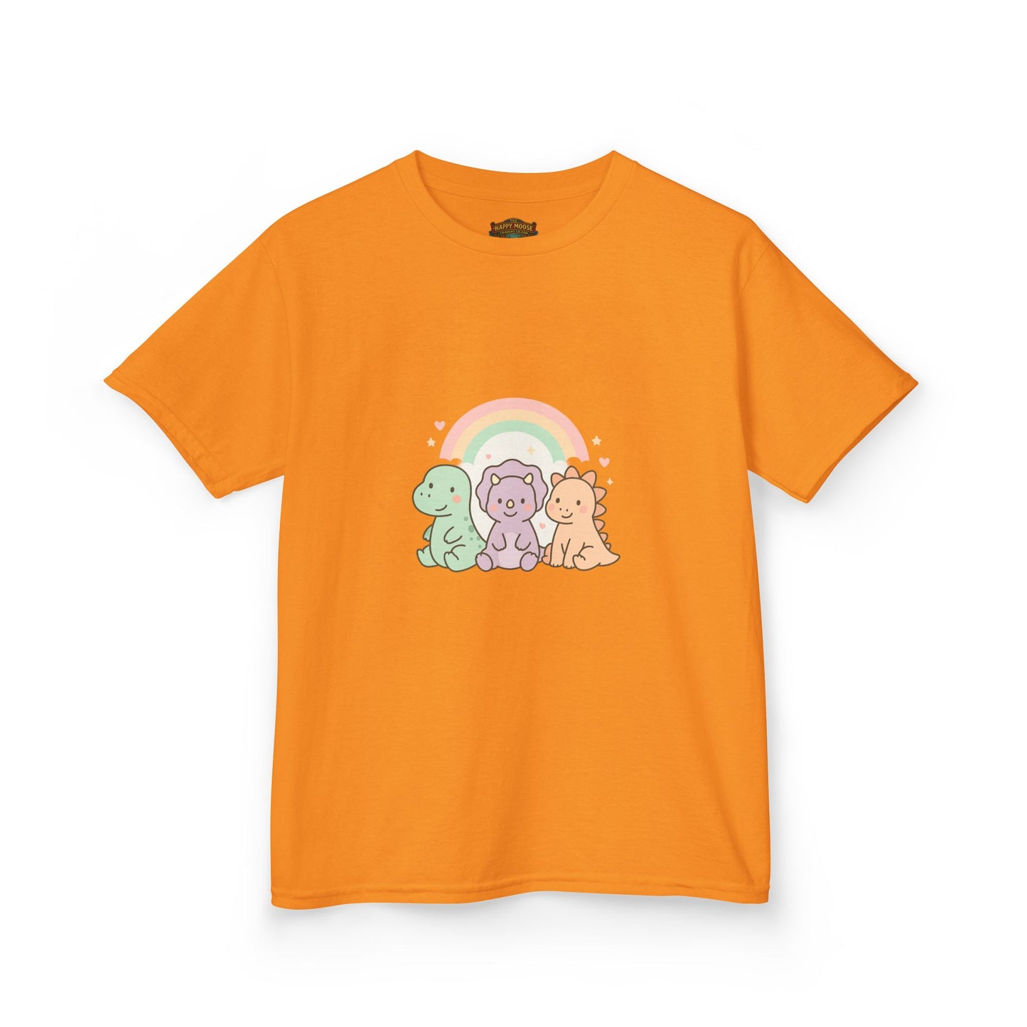 Kids T-Shirt — Cute Pastel Dino Trio with Rainbow