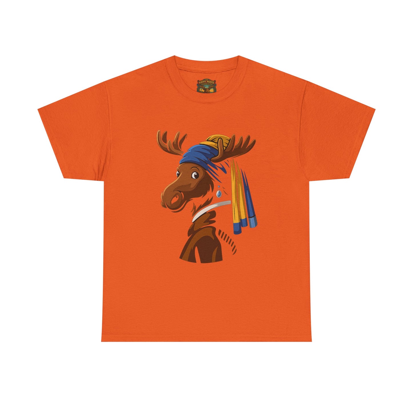 The Moose With The Pearl Earring Graphic Tee — Playful Moose with Headwrap T-Shirt