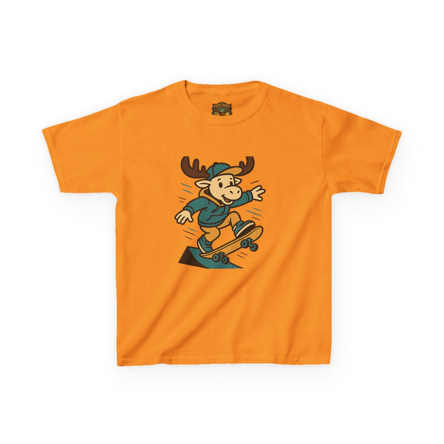 Kids Skateboarding Moose T‑Shirt — Cute Cartoon Skateboard Tee for Boys & Girls
