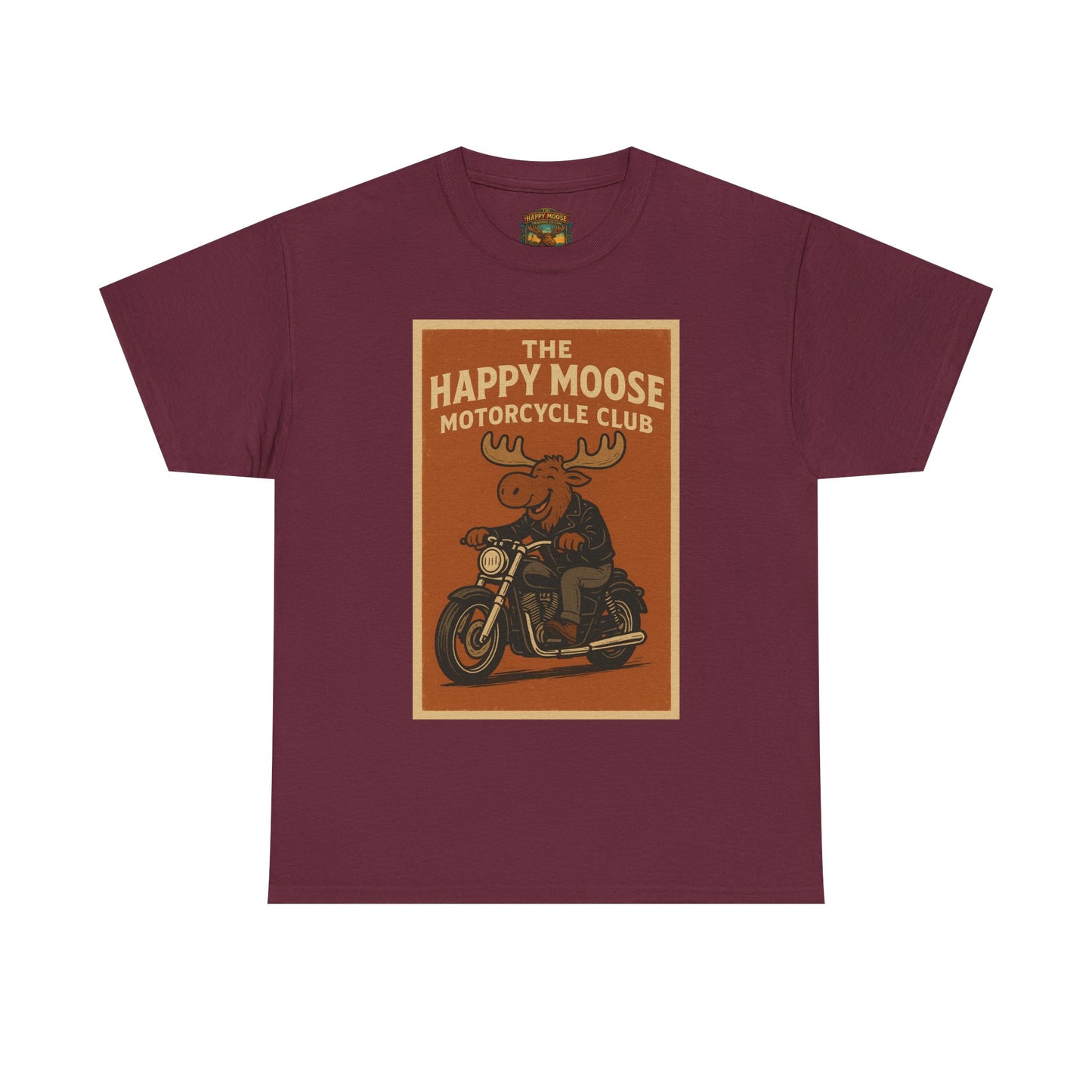 Happy Moose Motorcycle Club T-Shirt | Moose Biker Graphic