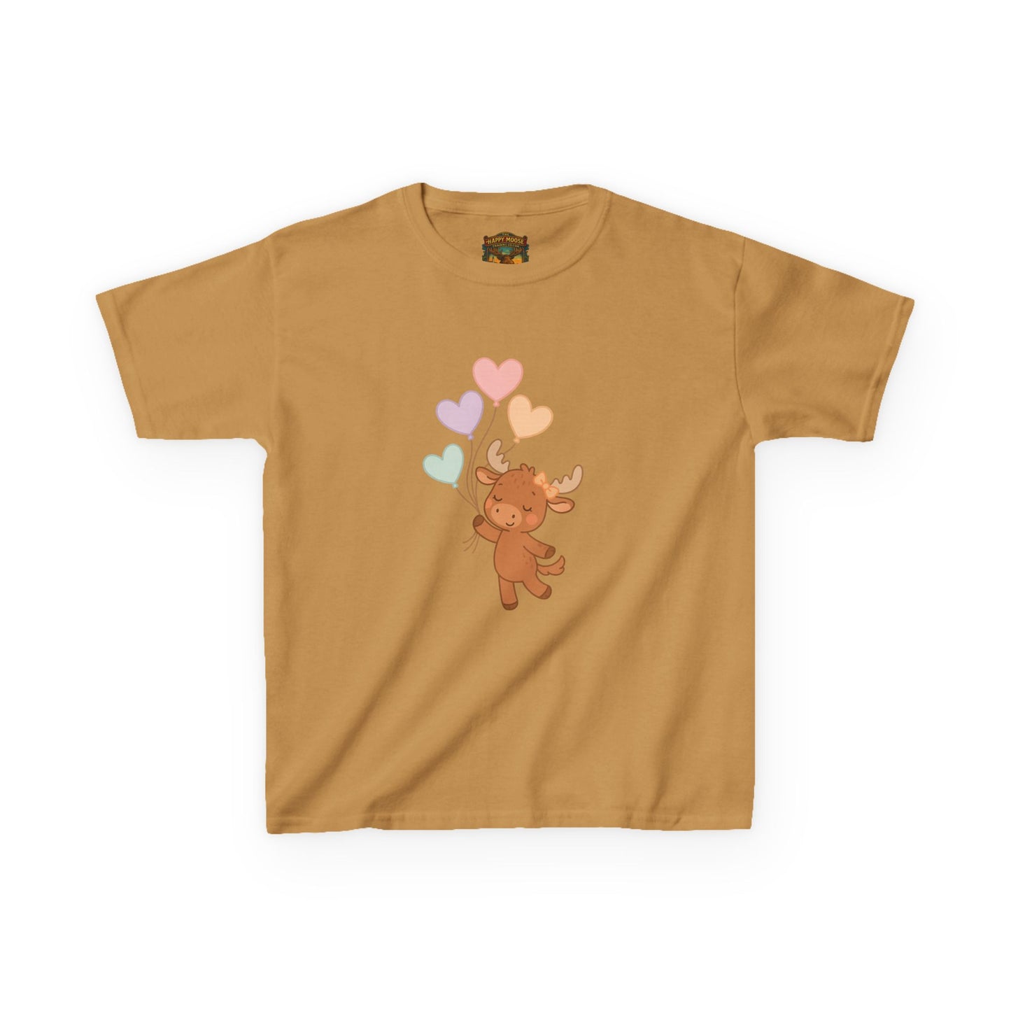 Kids Tee — Cute Moose Holding Heart Balloons | Toddler Gift