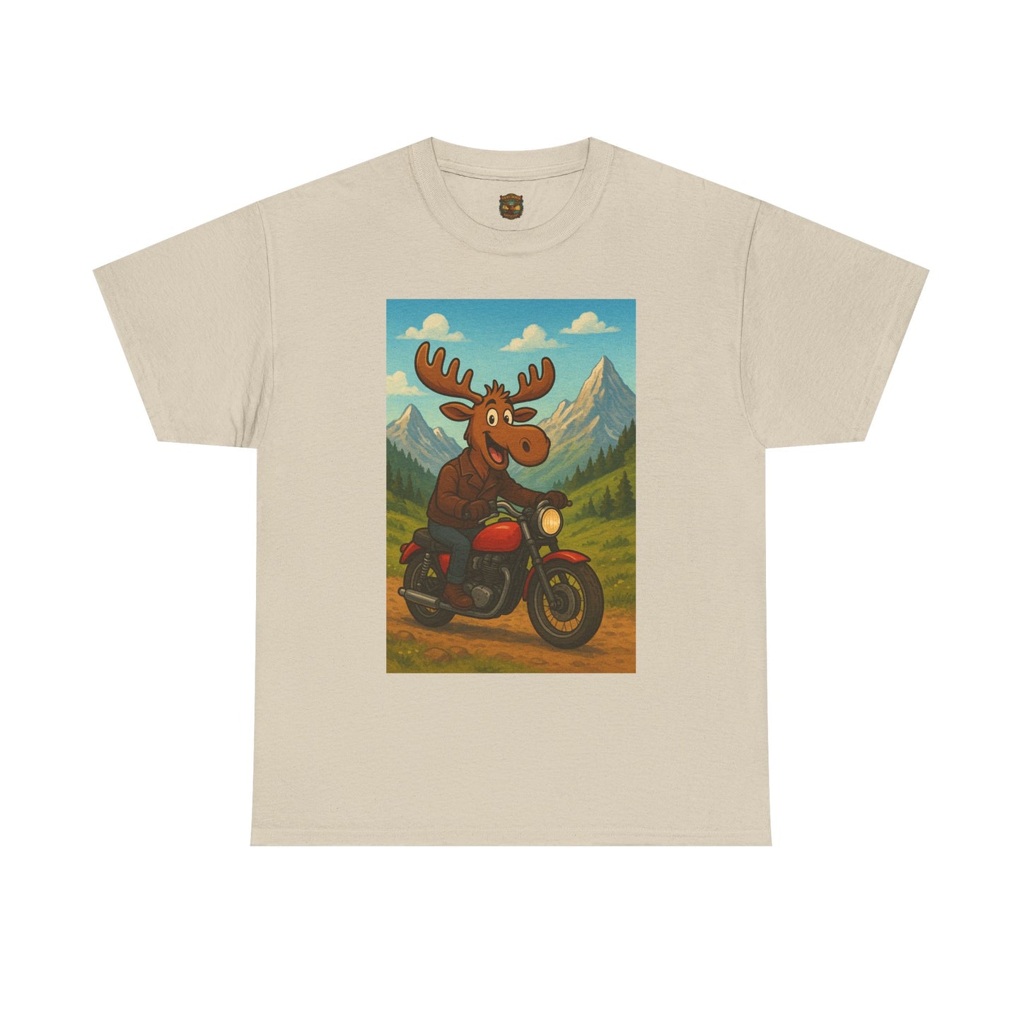 Happy Moose Motorcycle T-Shirt | Vintage Biker Moose Illustration