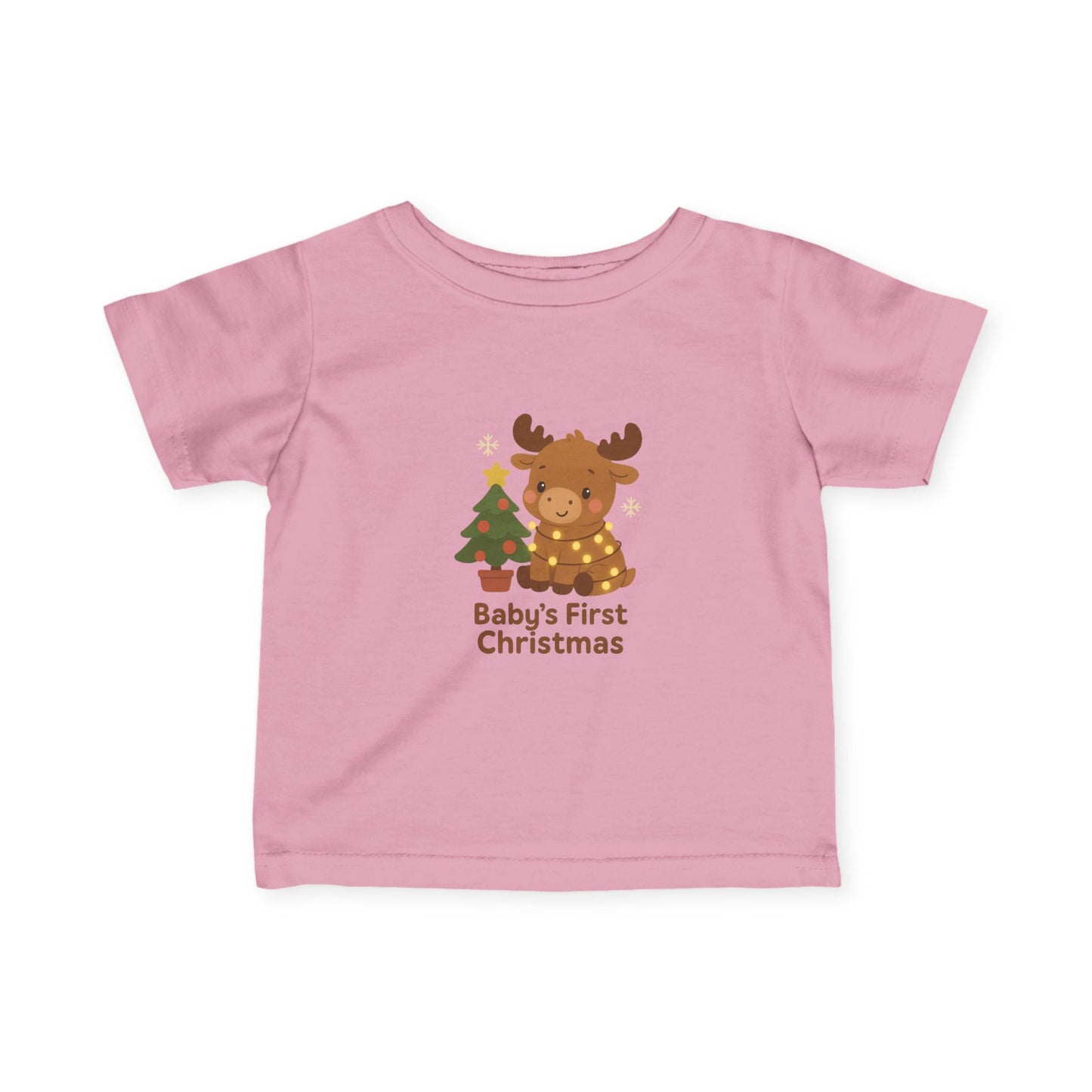 Baby's First Christmas Infant Tee — Cute Reindeer & Tree Holiday Shirt