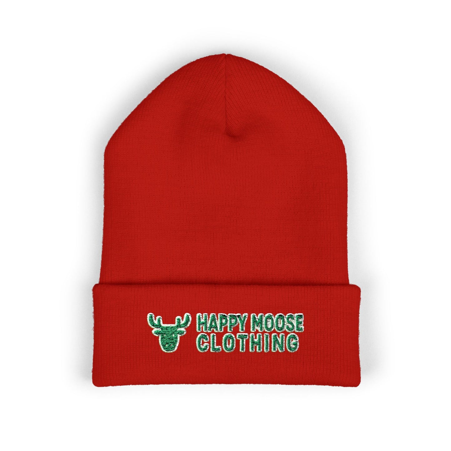Happy Moose Embroidered Cuffed Beanie