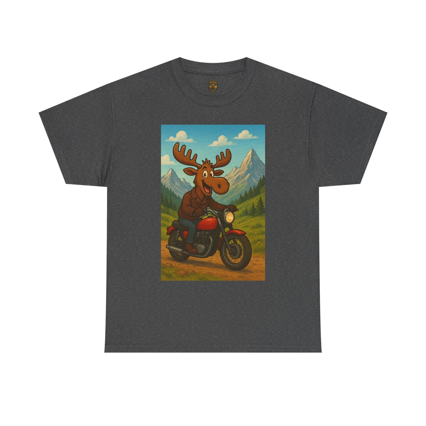 Happy Moose Motorcycle T-Shirt | Vintage Biker Moose Illustration