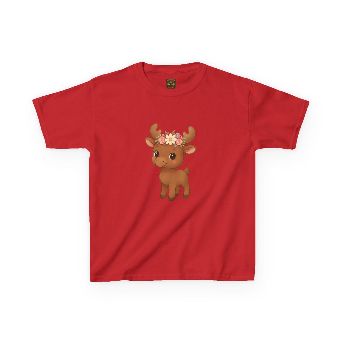 Kids Tee — Cute Floral Crown Baby Moose Graphic