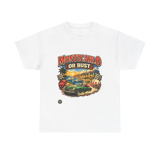Monte Carlo or Bust Vintage Racing T‑Shirt — Retro Car & Casino Graphic
