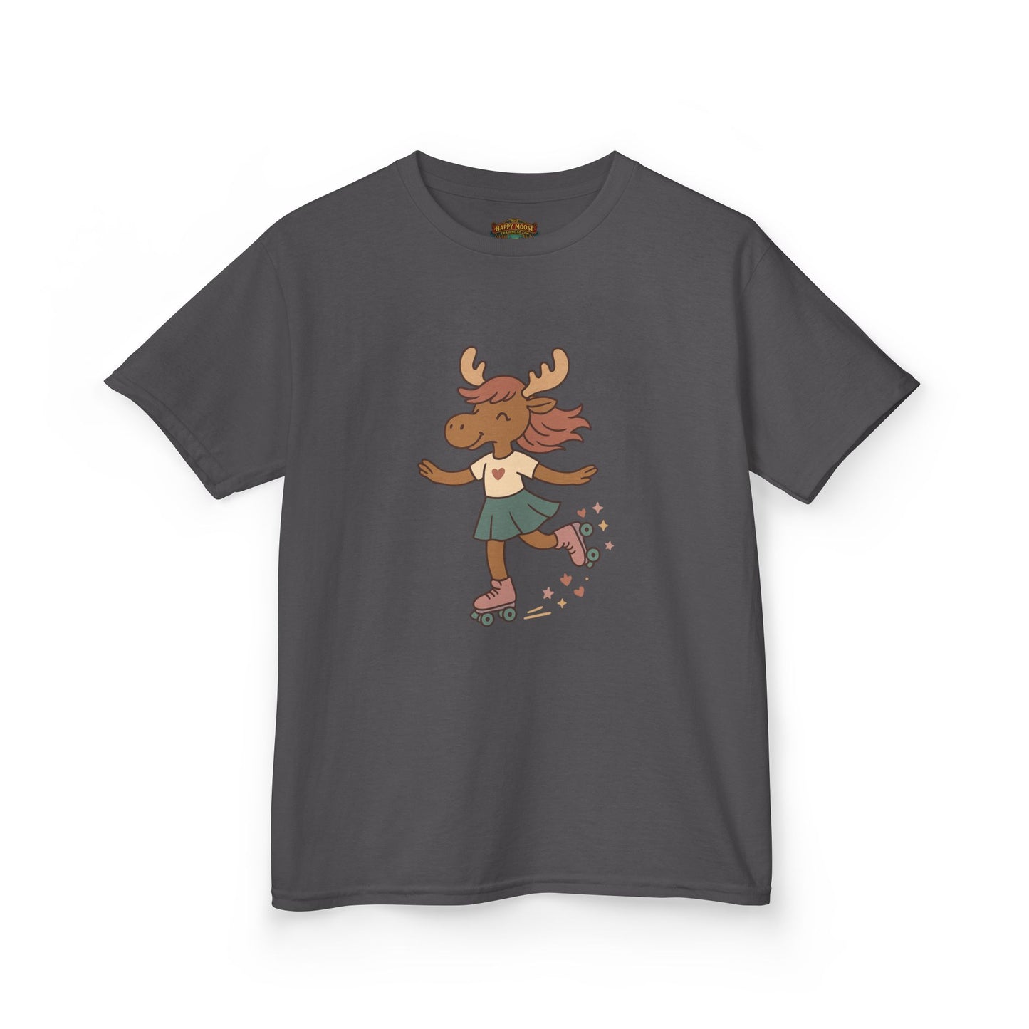 Kids Tee — Cute Roller-Skating Moose Girl Graphic