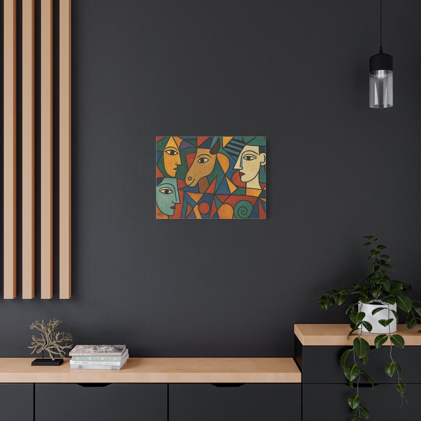 Abstract Cubist Faces Canvas Print — Colorful Stretched Wall Art