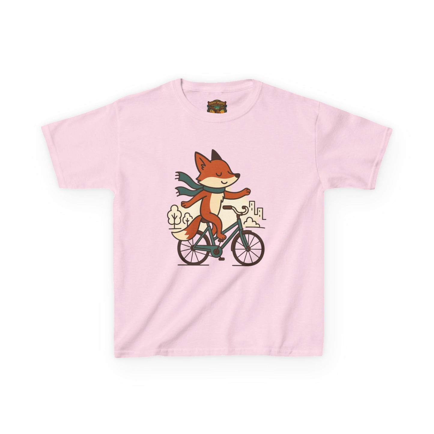 Kids Fox Bike T‑Shirt — Cute Riding Fox Illustration Tee
