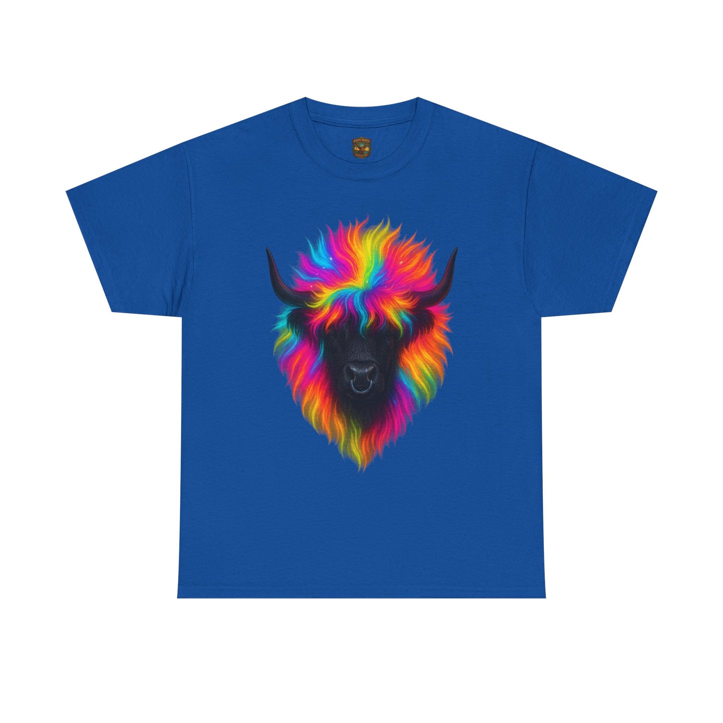 Rainbow Highland Cow T-Shirt — Colourful Neon Graphic Tee