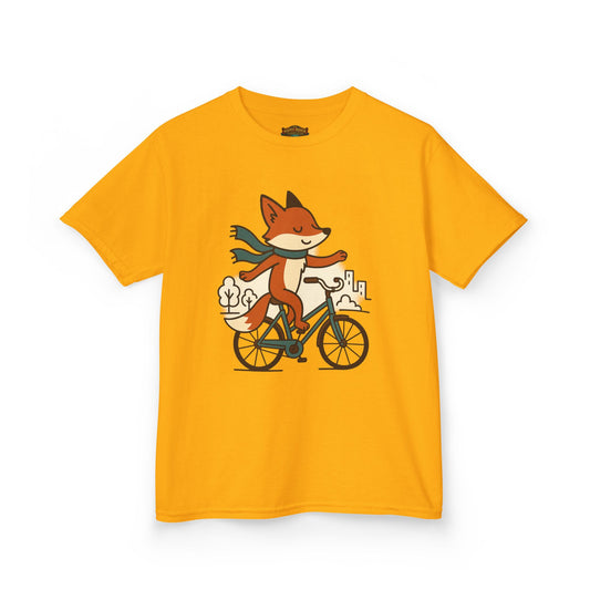 Kids Fox Bike T‑Shirt — Cute Riding Fox Illustration Tee