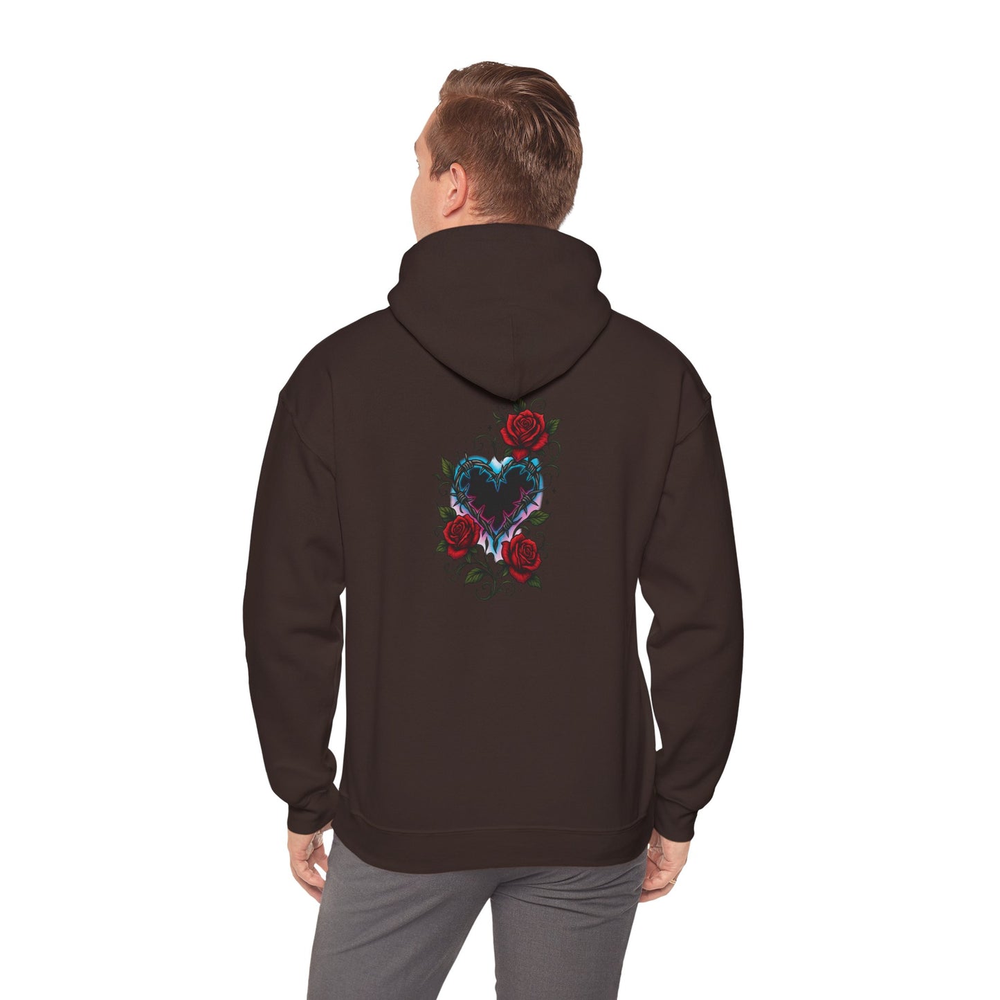 Rose Heart Tattoo Hoodie — Gothic Floral Heart Back Print