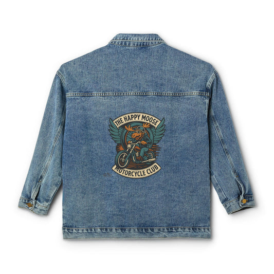 Women's Denim Jacket — The Happy Moose Motorcycle Club Back Patch Jacket