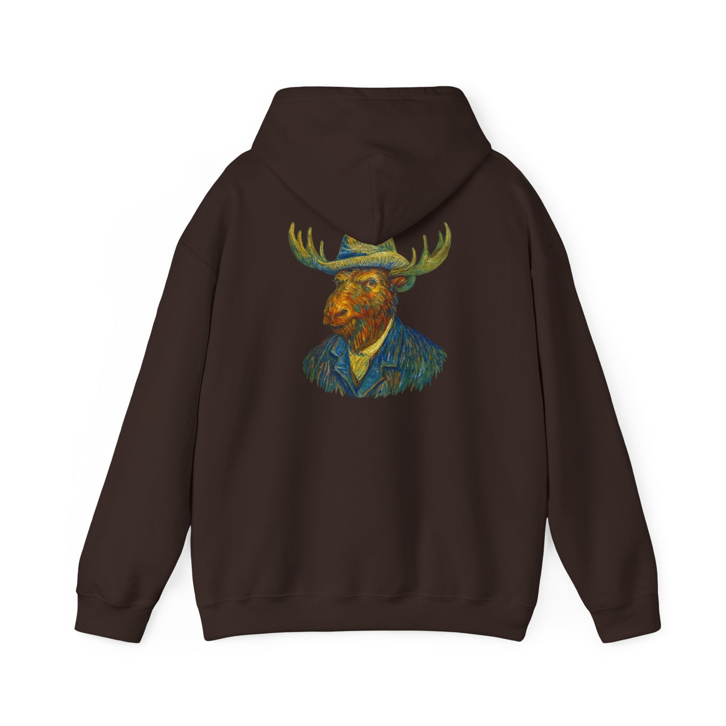 Van Gogh Moose Portrait Hoodie — Artistic Antlered Van Gogh Pullover