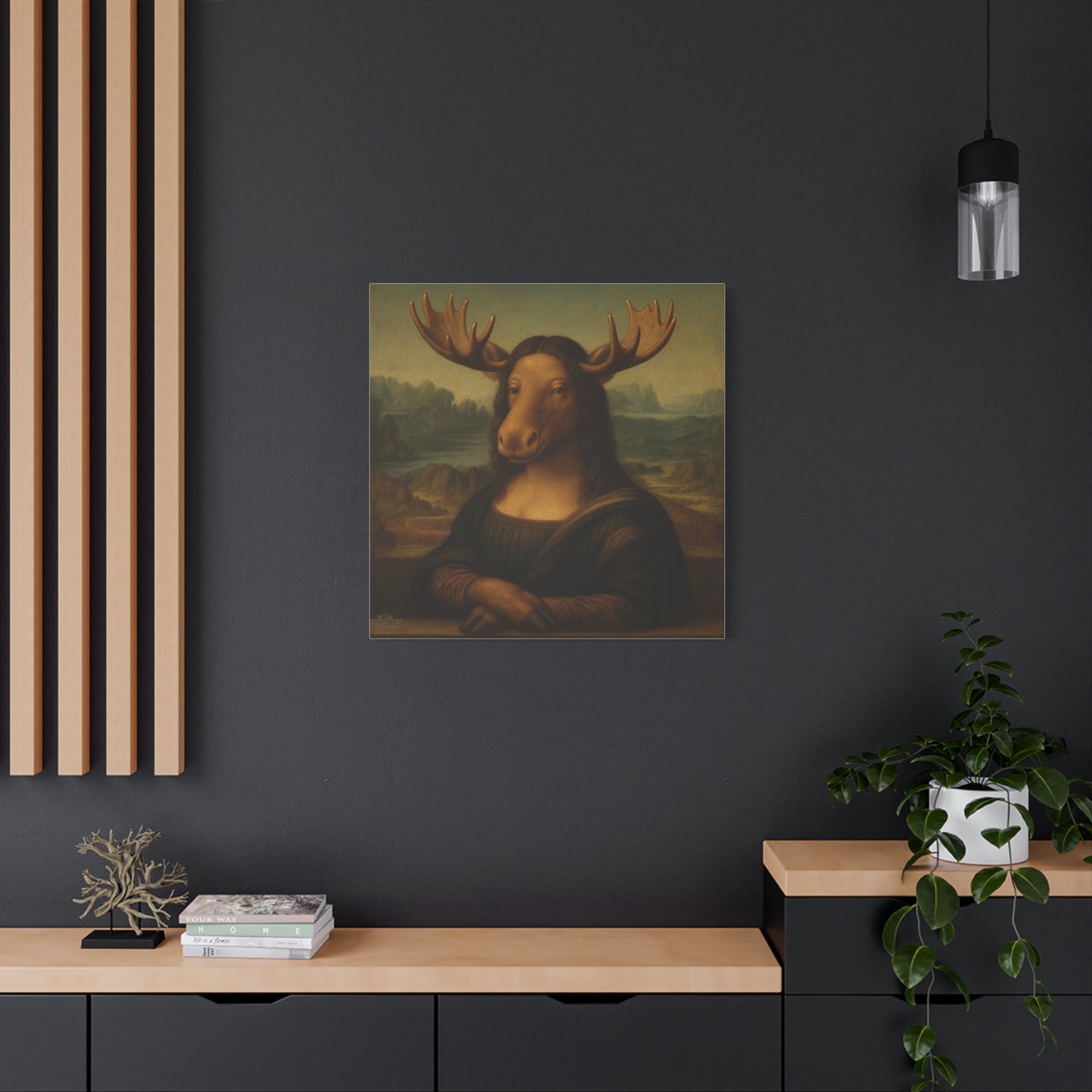 Mona Moose Canvas Print — Whimsical Animal Renaissance Wall Art
