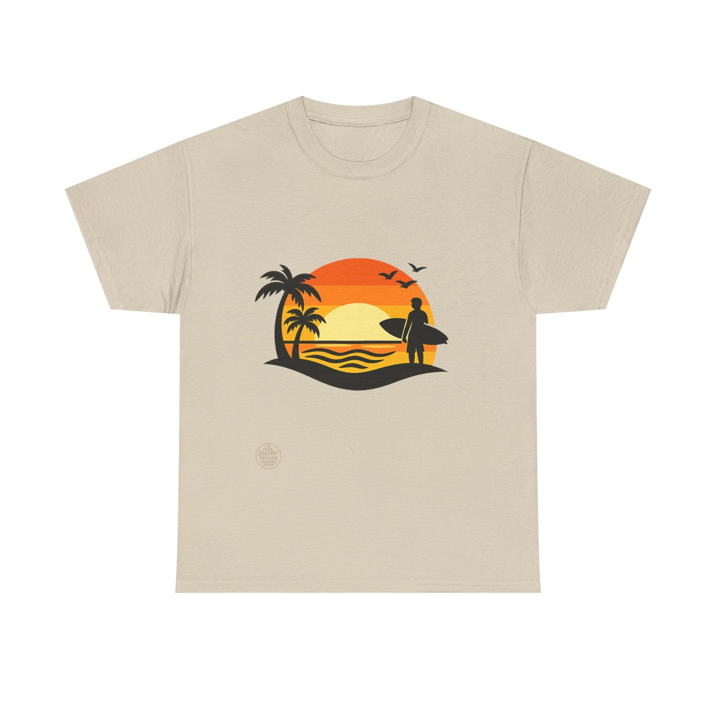 Surf Sunset T-Shirt — Retro Palm Tree Beach Tee
