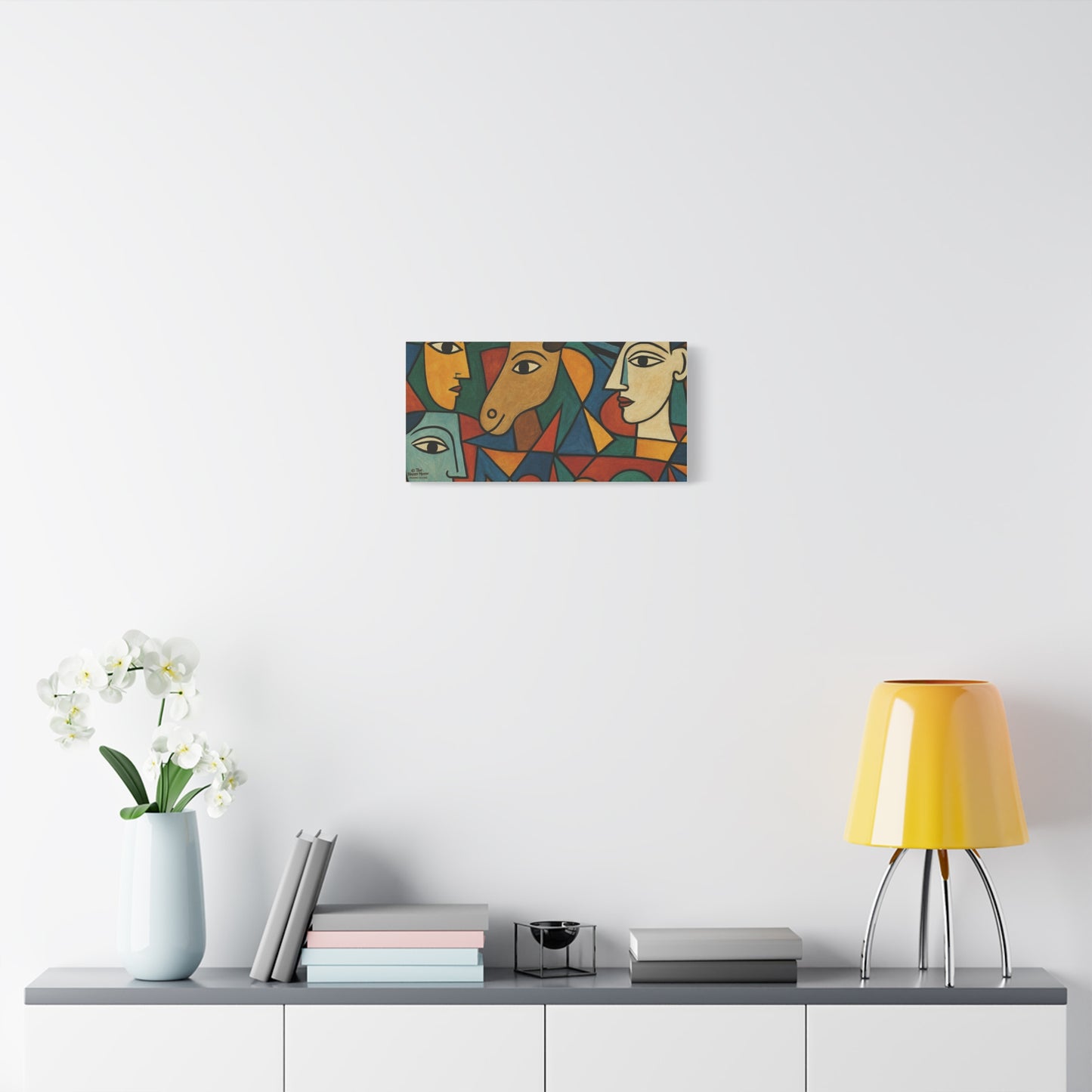 Abstract Cubist Faces Canvas Print — Colorful Stretched Wall Art