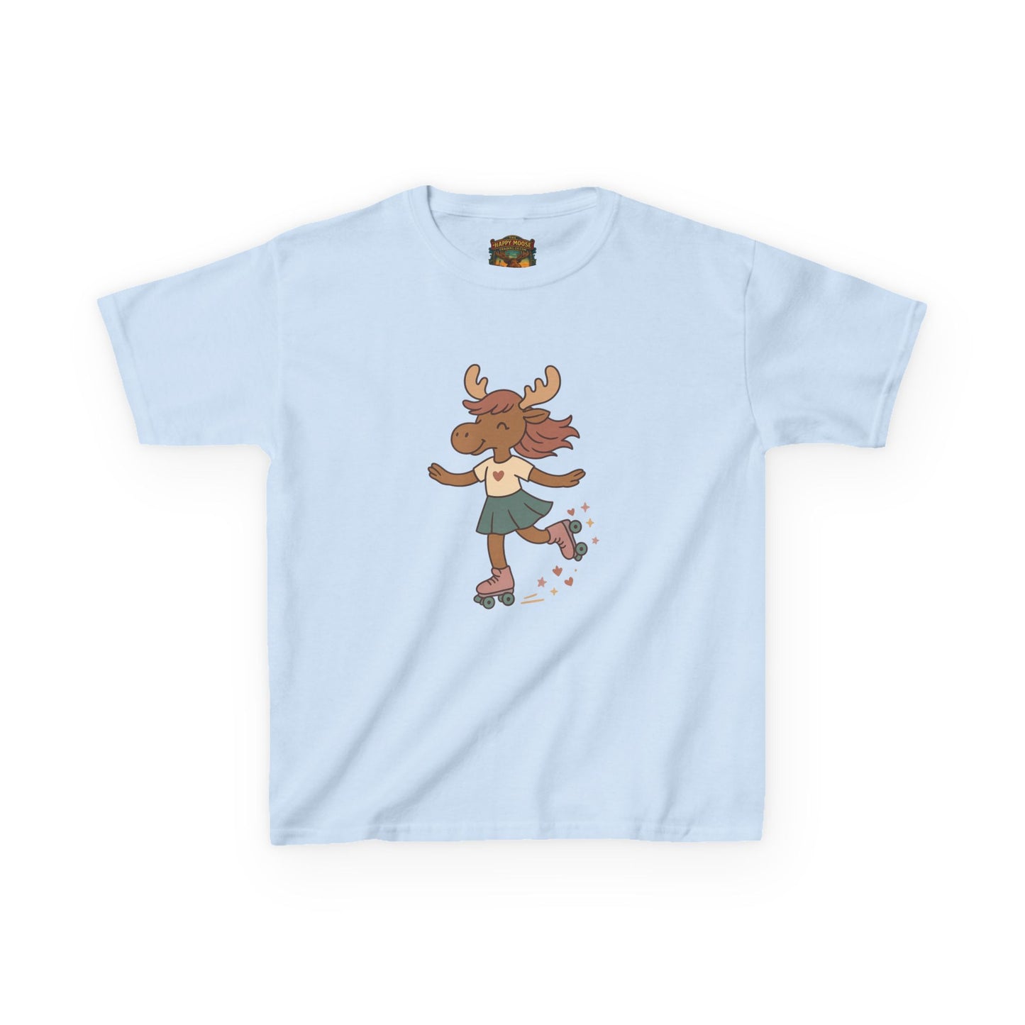 Kids Tee — Cute Roller-Skating Moose Girl Graphic