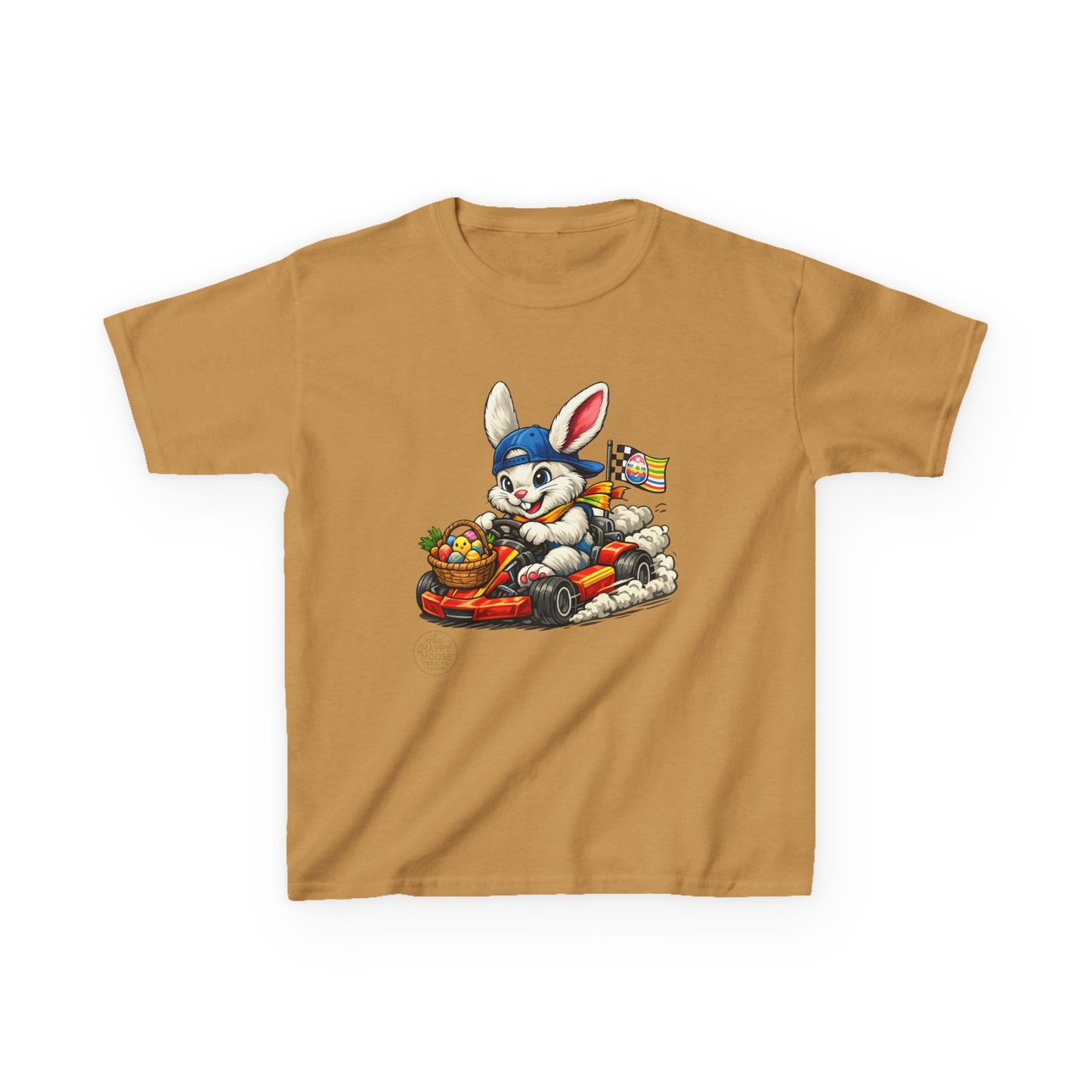 Kids Bunny Go-Kart Tee – Easter Bunny Racing with Candy Basket