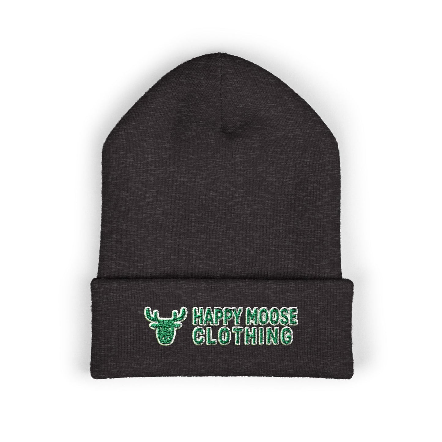 Happy Moose Embroidered Cuffed Beanie