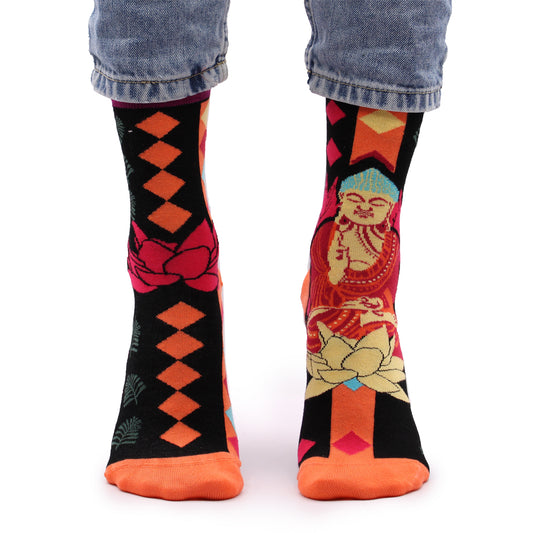 Hop Hare Bamboo Socks M/L - Pink Buddha & Lotus 