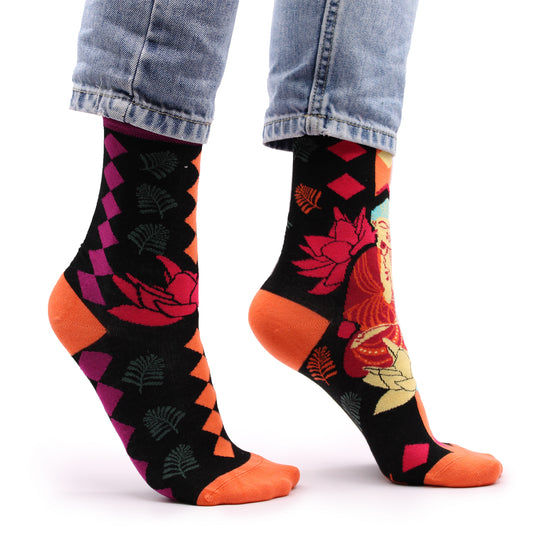 Hop Hare Bamboo Socks M/L - Pink Buddha & Lotus 