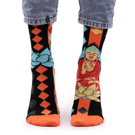 Hop Hare Bamboo Socks M/L - Blue Buddha & Lotus 