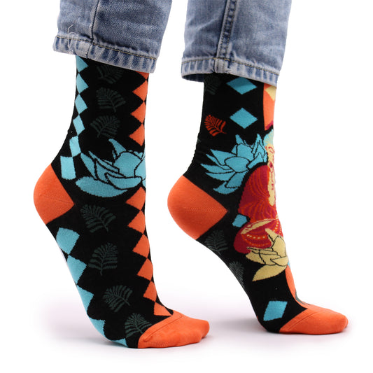 Hop Hare Bamboo Socks M/L - Blue Buddha & Lotus 