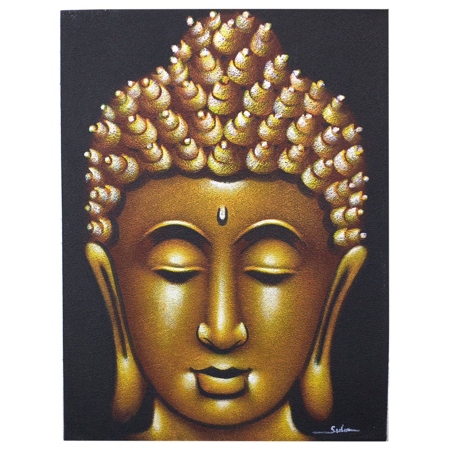 Buddha Painting - Gold Sand Finish. Sizes: H:80 W:60 D:3cm&nbsp;