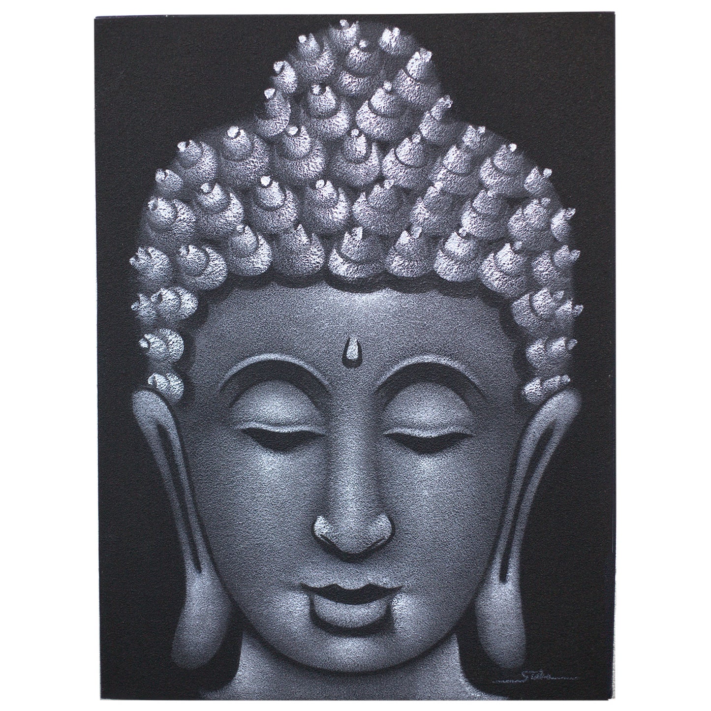 Buddha Painting - Grey Sand Finish. Sizes: H:80 W:60 D:3cm&nbsp;