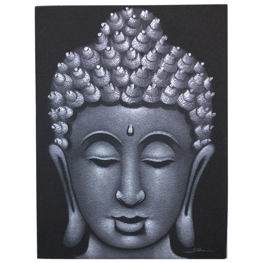 Buddha Painting - Grey Sand Finish. Sizes: H:80 W:60 D:3cm&nbsp;