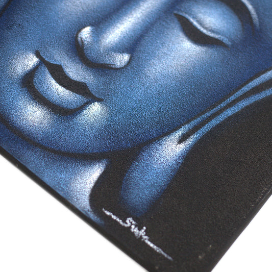 Buddha Painting - Blue Sand Finish. Sizes: H:80 W:60 D:3cm&nbsp;