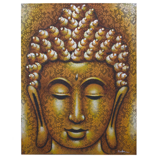 Buddha Painting - Gold Brocade Detail. Sizes: H:80 W:60 D:3cm