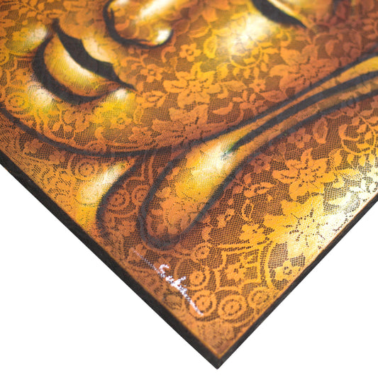 Buddha Painting - Gold Brocade Detail. Sizes: H:80 W:60 D:3cm