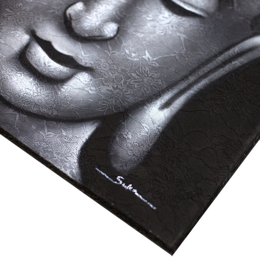 Buddha Painting - Grey Brocade Detail. Sizes: H:80 W:60 D:3cm